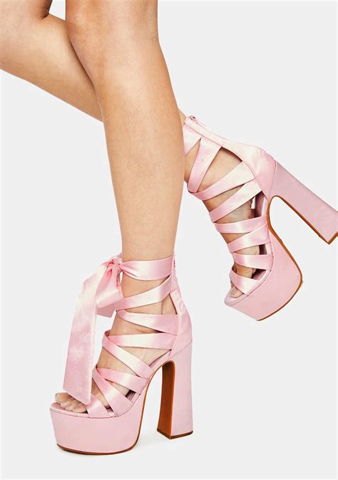 designer platform satin heels